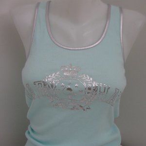 Aqua Blue Ribbed Tank Top 90s Baby Phat Large NEW
